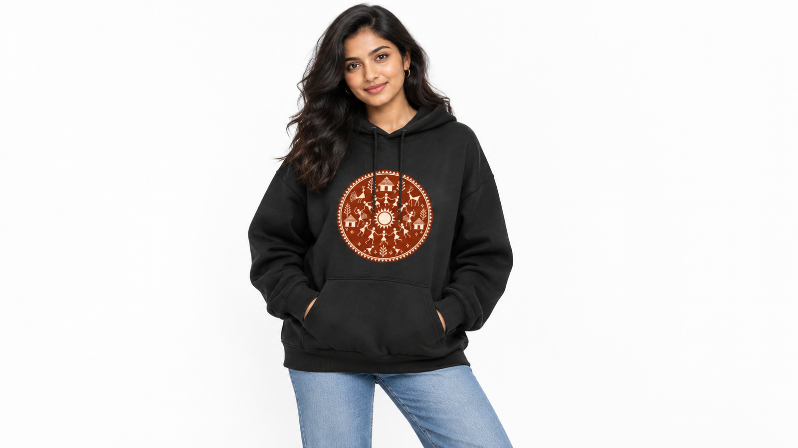 woman Warli Sun Hoodie
